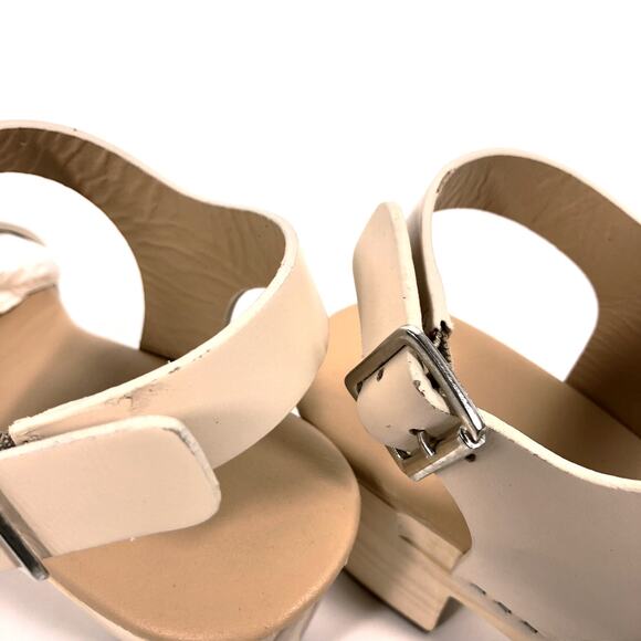 NEW OpBx Nisolo Open Toe Clogs Wooden Heel Sandals Shoes Platform Size 6.5 Bone - Picture 15 of 16